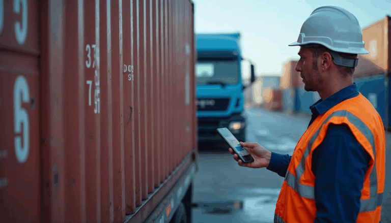 A logistics Manager scanning the container on its damage details.